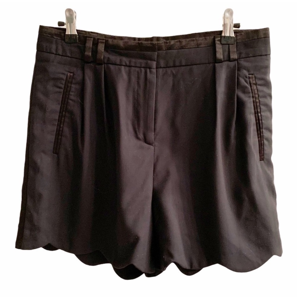 The Kooples Black High Waist Scallop Pleat Shorts - Picture 3 of 4
